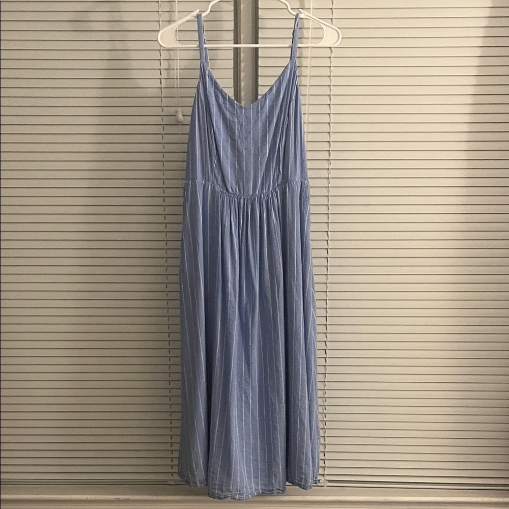 Old Navy Light Blue Striped Spaghetti Strap Maxi Dress
